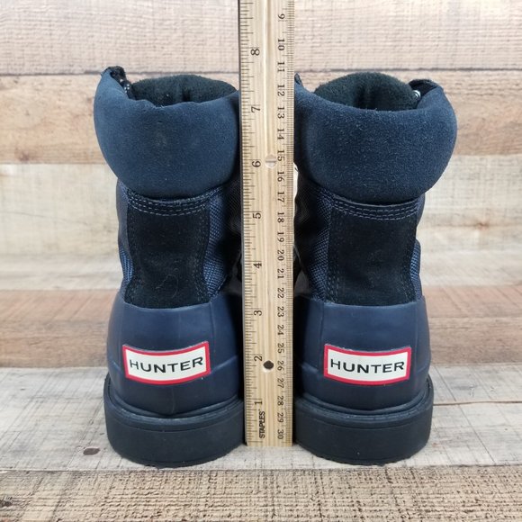 Hunter Original Insulated Commando Men Sz 8 Boot Blue Black Rain Lace Up Lined - Picture 4 of 8